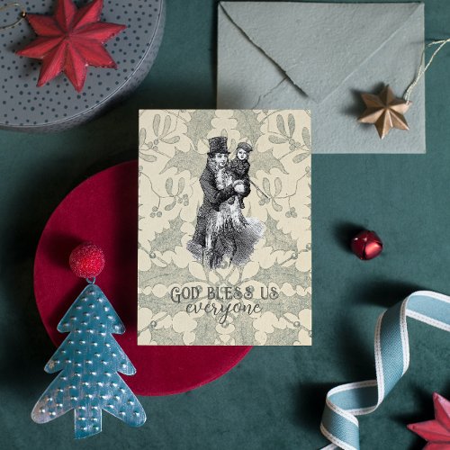 God bless us everyone Dickens Christmas Carol Postcard
