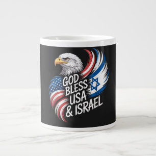 God Bless USA Israel Giant Coffee Mug