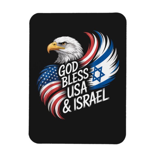 God Bless USA Israel Magnet (Vertical)