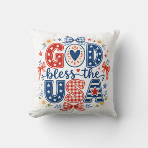God bless USA Throw Pillow