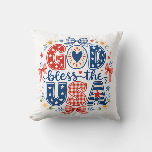 God bless USA Throw Pillow (Front)