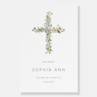 God Bless Welcome Meadow wildflower cross Baptism