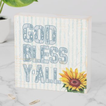 God Bless Y"all Farmhouse Style Wooden Box Sign by Christian_Quote at Zazzle