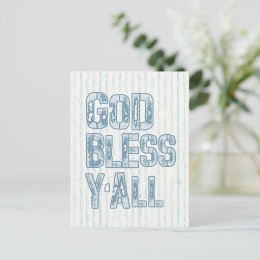 God Bless Y'all Postcard | Zazzle