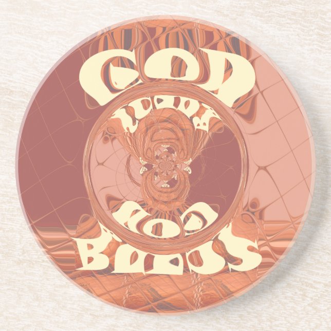 God Bless You – African-Inspired Spiritual Print  Sandstone Coaster (Front)