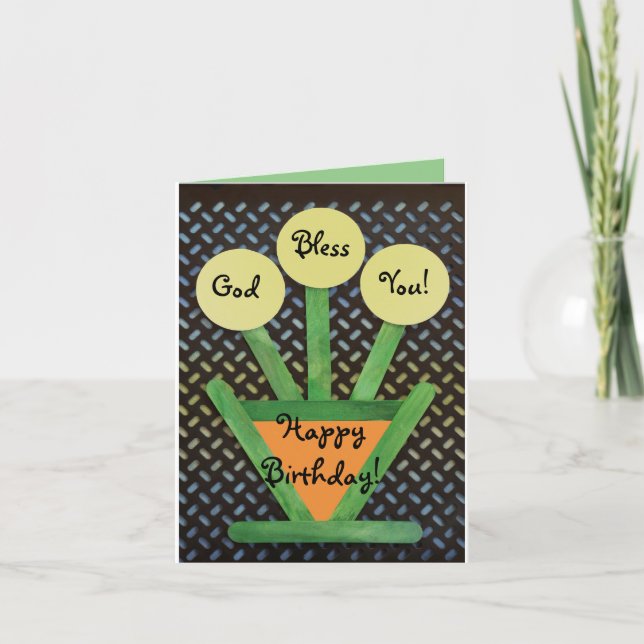 God Bless You Birthday Flowers Craft Card (Front)