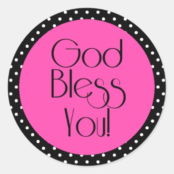 God Bless You Black And White Polka Dot Sticker by CowPieCreek at Zazzle