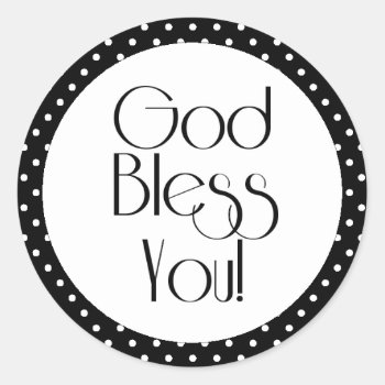 God Bless You Black And White Polka Dot Sticker by CowPieCreek at Zazzle