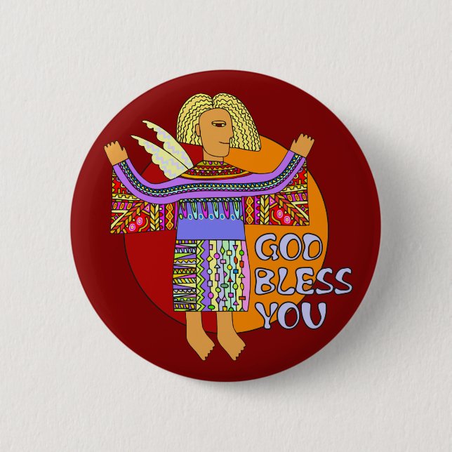 God Bless You | dark red Button (Front)