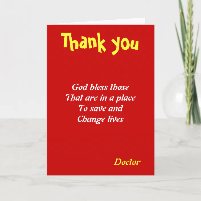 God Bless You Doctor Thank You Card Zazzle Com