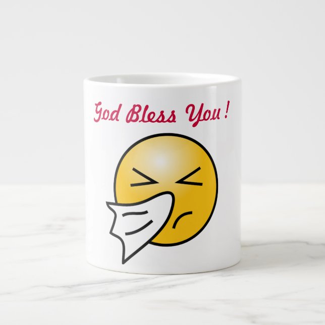 "GOD BLESS YOU FACE GIANT COFFEE MUG (Front)