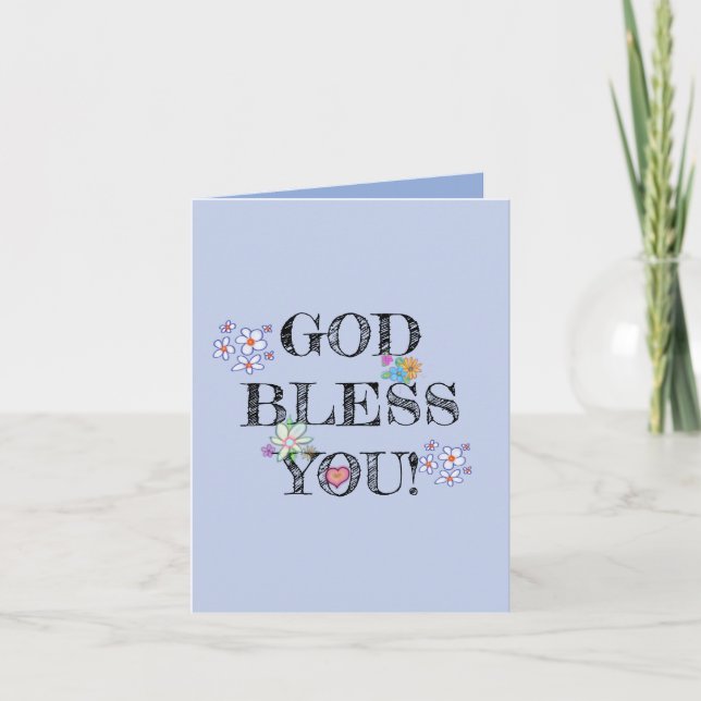 ‘God Bless You’ Floral  Card (Front)