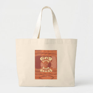God Bless You Inspirational Text Design. Large Tote Bag
