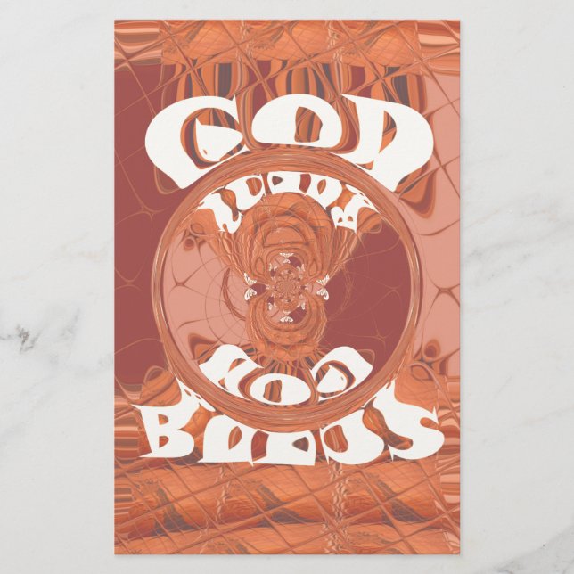 God Bless You Inspirational Text Design.  Stationery (Front)