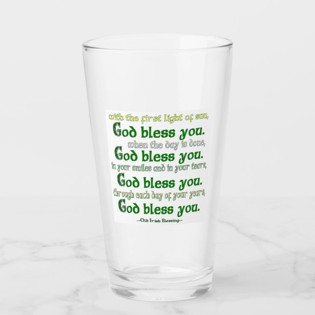 God Bless You Irish Blessing Glass (Front)