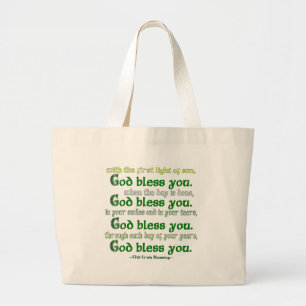 God Bless You Irish Blessing Large Tote Bag