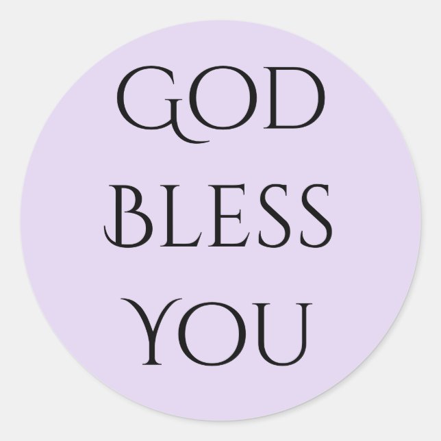 God Bless You Lavender and Black  Classic Round Sticker (Front)