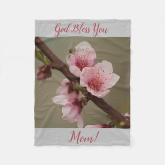 God Bless You Mom pink blossom fleece blanket