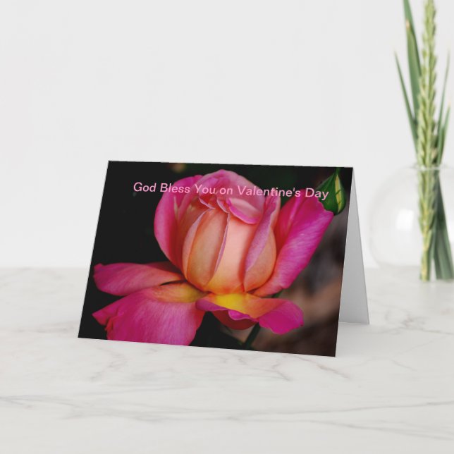 God Bless YOu on Valentine's Day Holiday Card (Front)