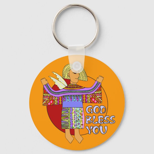 God Bless You | orange Keychain (Front)