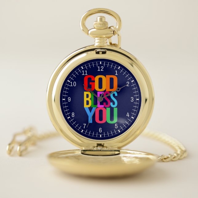 GOD BLESS YOU Positive colorful Pocket Watch (Inside)