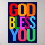 God Bless You Positive Colorful Poster at Zazzle