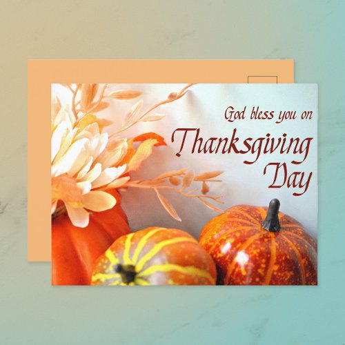 God Bless You Thanksgiving  Holiday Postcard