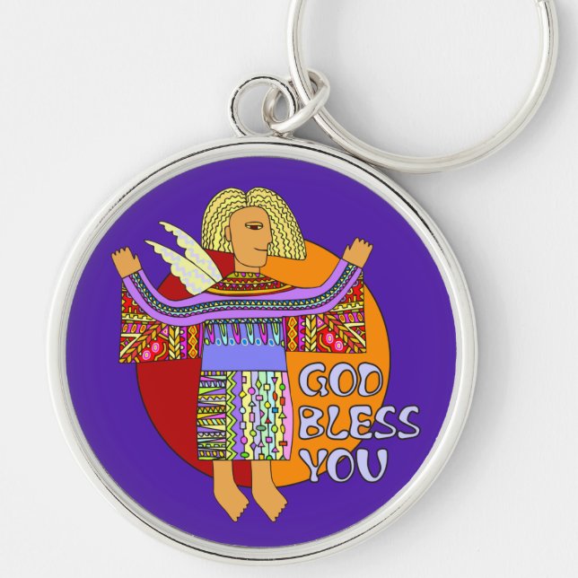 God Bless You | violet Keychain (Front)