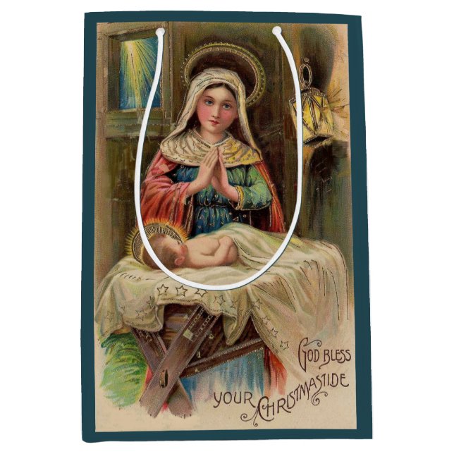 God Bless Your Christmastide Medium Gift Bag (Front)