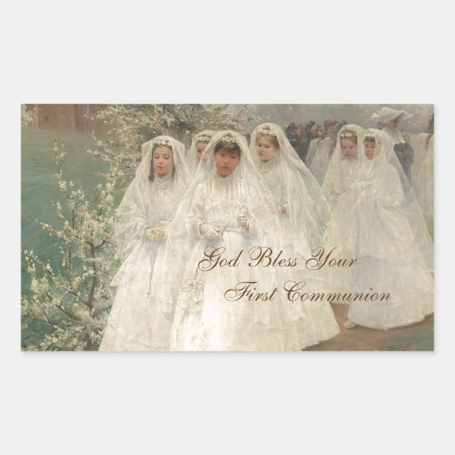 God Bless Your First Communion Rectangular Sticker (Front)