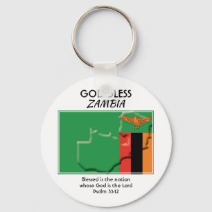 God Bless ZAMBIA Patriotic Zambian Flag Keychain