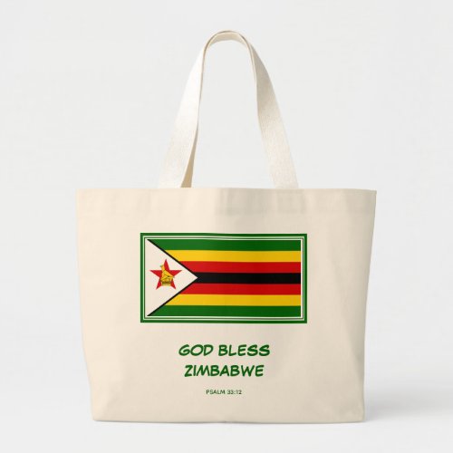 GOD BLESS ZIMBABWE Flag Large Tote Bag