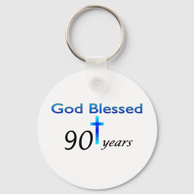 God Blessed 90 years birthday gift Keychain (Front)