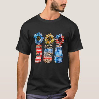 God Blessed America Us Flag  Patriotic Usa  Flower T-Shirt