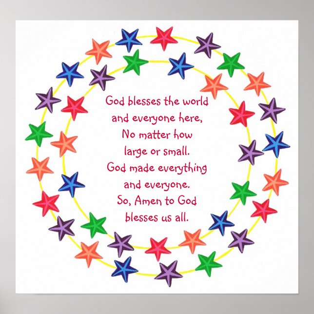 God blesses the world, Colorful stars poster (Front)