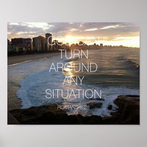 God can turn around any situation Rio beach travel Poster