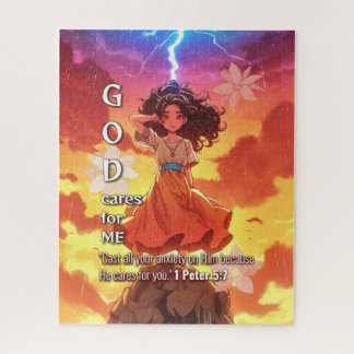 God Cares for Me - Christian Vintage Retro Anime Jigsaw Puzzle