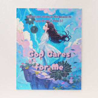 God Cares for Me - Christian Vintage Retro Anime Jigsaw Puzzle