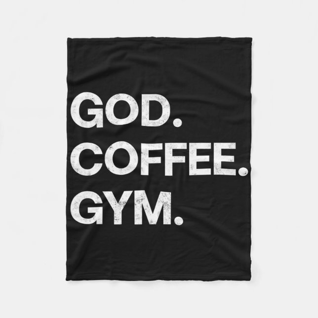 God Coffee Gym Funny Christian Workout Tee Jesus M Fleece Blanket (Front)