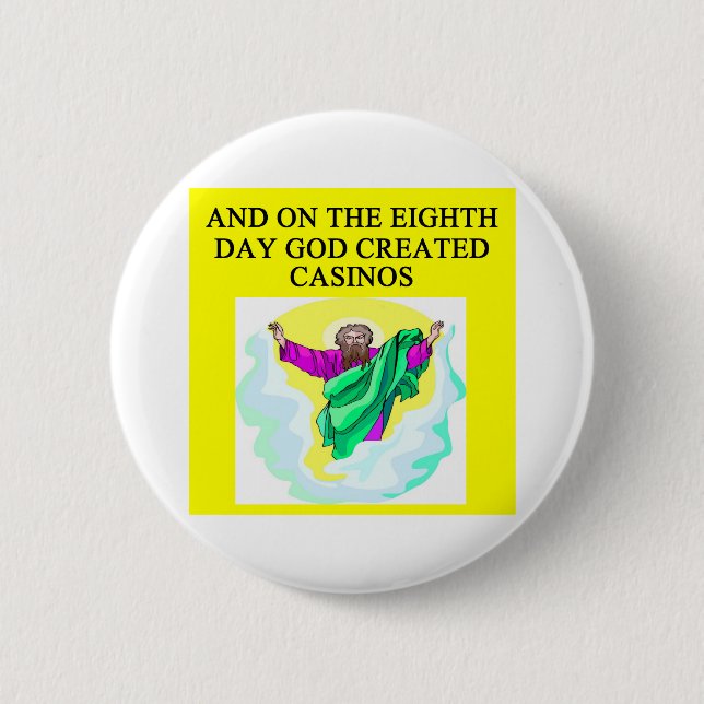 god created casinos pinback button (Front)