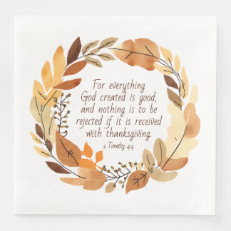 God Created Good | Thanksgiving Wreath | Neutrals Paper Dinner Napkins