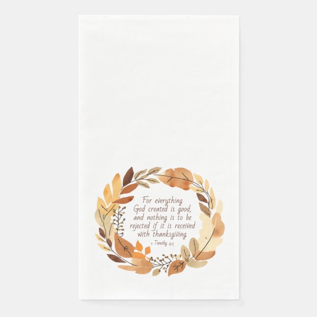 God Created Good | Thanksgiving Wreath | Neutrals Paper Guest Towels (Front)