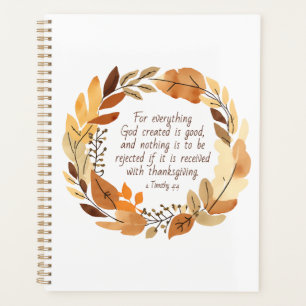 God Created Good Thanksgiving Wreath Neutrals Planner
