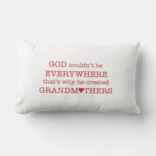 God Created Grandmothers_Red Hearts Lumbar Pillow