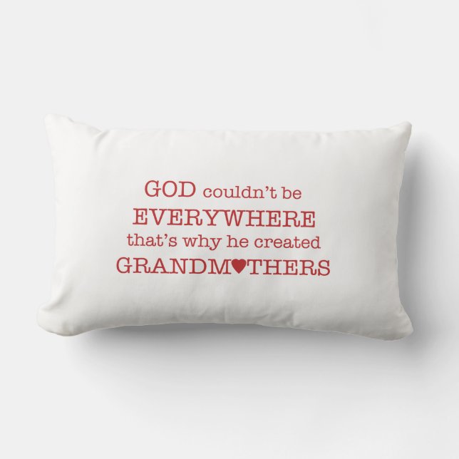 God Created Grandmothers-Red Hearts Lumbar Pillow (Front)