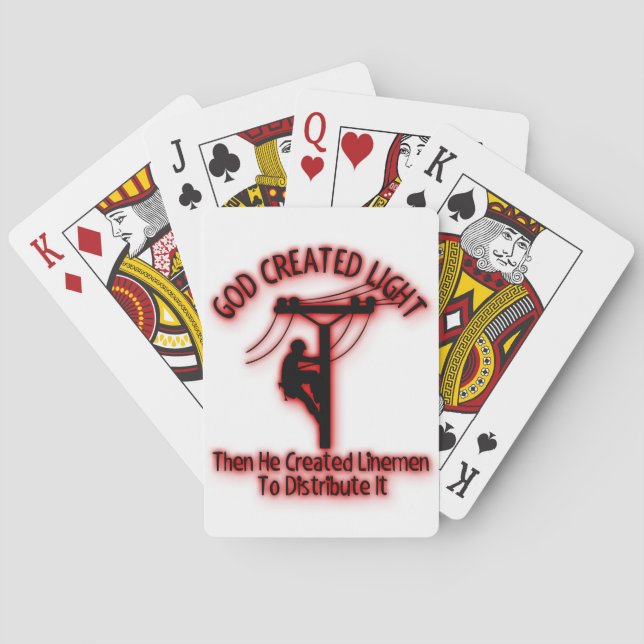 God Created Light - Funny Bible, Lineman Design Poker Cards (Back)
