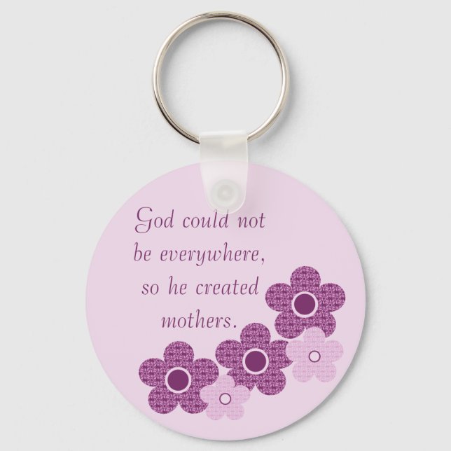 God Created Mothers Flower Keychain, Lavender Keychain (Front)