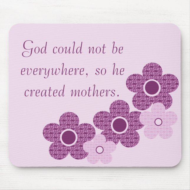 God Created Mothers Flower Mousepad, Lavender Mouse Pad (Front)