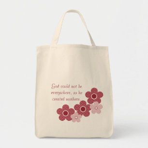 God Created Mothers Patterned Flower Bag, Pink Tote Bag