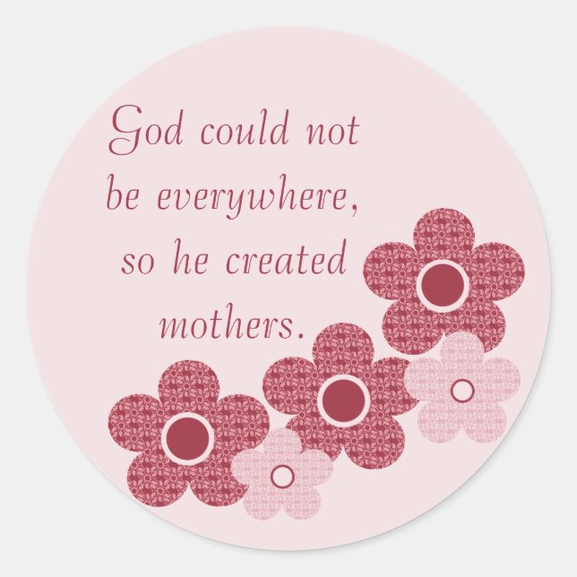 God Created Mothers Patterned Flower Stickers Pink (Front)